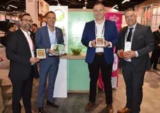 Ajit Saxena, Bert Mucci, Mat Wash and Wim van der Burgh with Mucci Farms. Ajit and Mat show the re-branded Simple Snack and Bert shows CuteCumber Poppers.